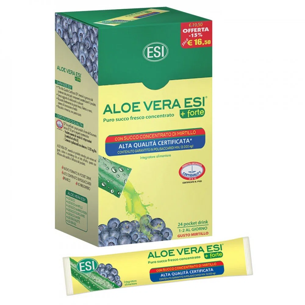 ESI Aloe Vera Zumo +Forte Mirtilo - 24 Unidades