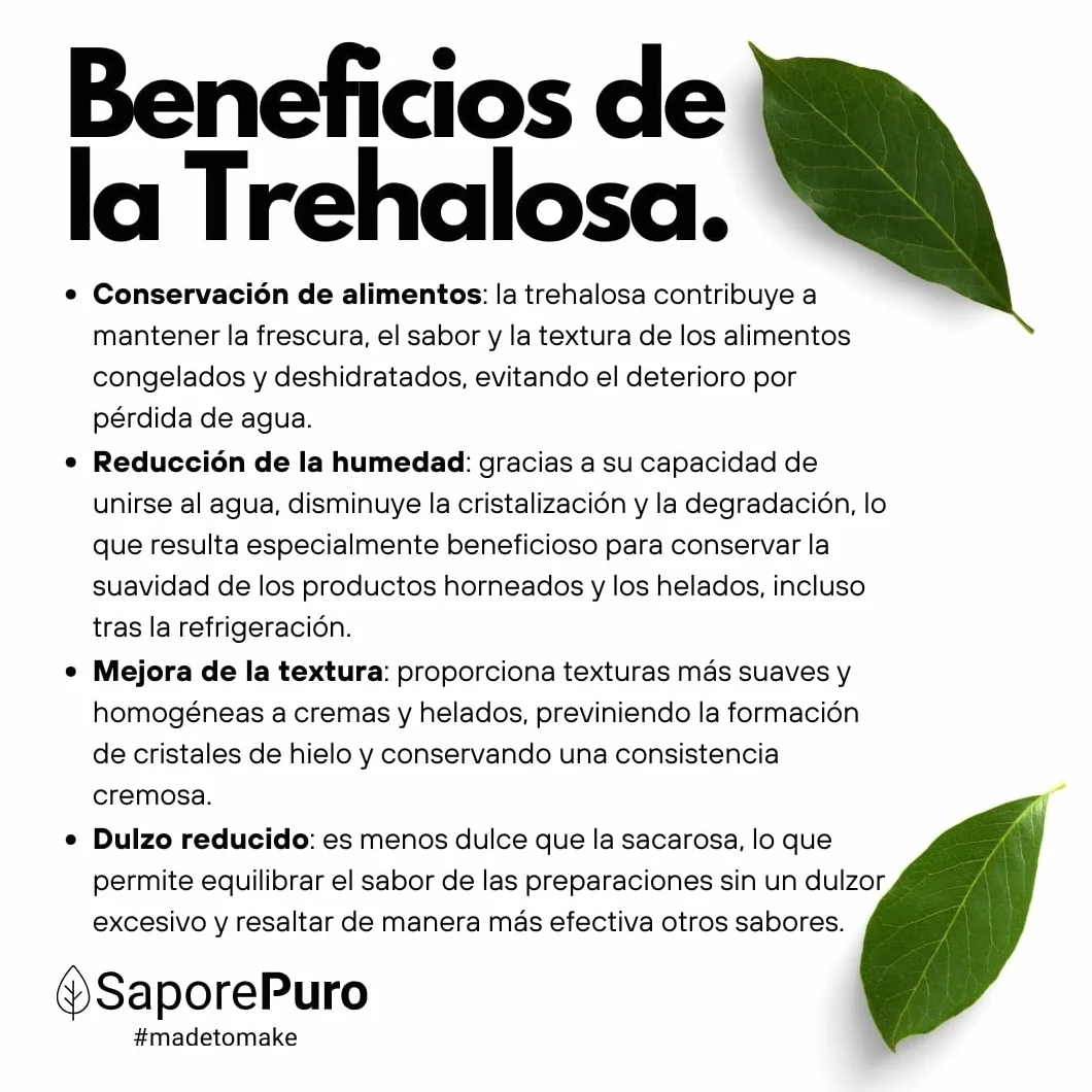 SaporePuro Trehalosa 1 kg - Menos dulce que un azúcar normal - Azúcar de bajo índice glucémico