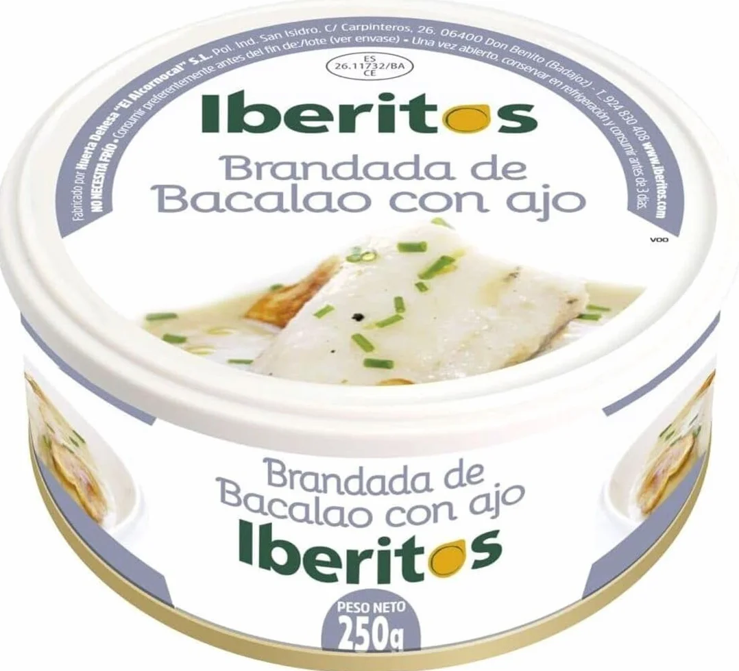 Brandada de Bacalao con Ajo Iberitos 250g – Crema Gourmet Lista para Consumir Untable Suave y Cremosa | Ideal para Aperitivos, Tostas y Recetas (PACK 2)