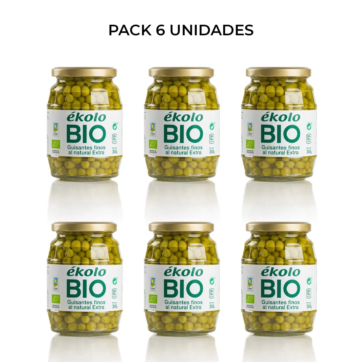 Ekolo Guisantes Naturales Bio, 6 Tarros,340g 2040g