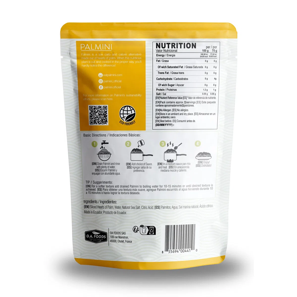 PALMINI Angel Hair – Spahetti – Palmito – Bajo en calorías – Bajo en carbohidratos – Keto - Vegano – Libre de OGM – Libre de Gluten – Sin azúcar – 338g | (Pack de 3 unidades)