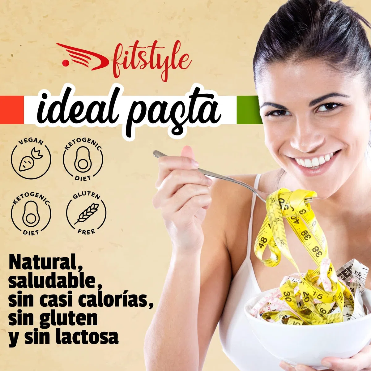 FITstyle Pasta Konjac Tallarines 200g | Pasta sin hidratos | Saciante y sin calorías | Ideal para dietas y perder peso | Apto para dietas Keto y Paleo (6, Tallarines)