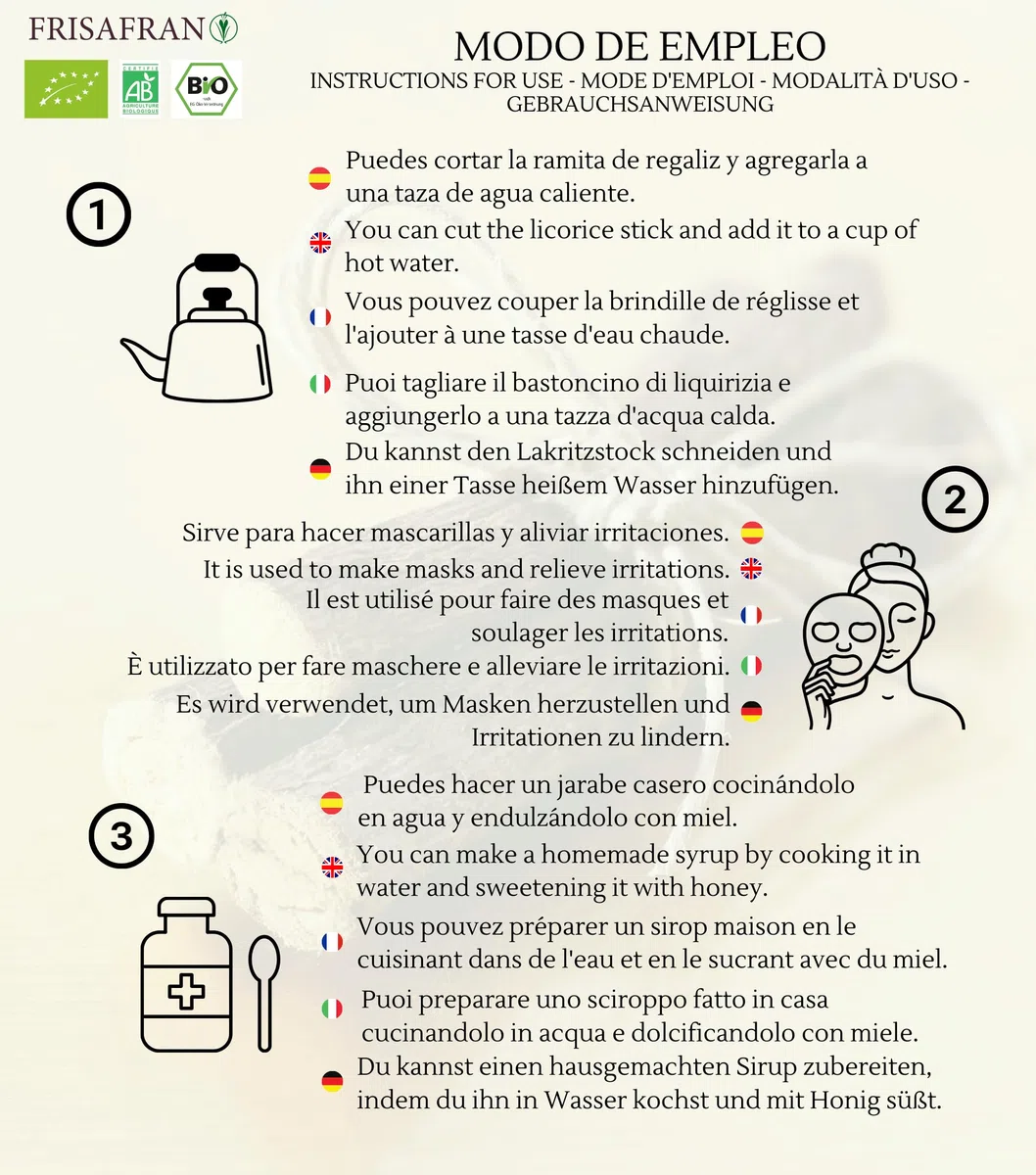 FRISAFRAN | Infusión de Raíz de Regaliz y Menta Ecológica 60 Uds | 120g | Biológica | Digestiva | Té de Regaliz Natural | Directamente del Productor | Origen España