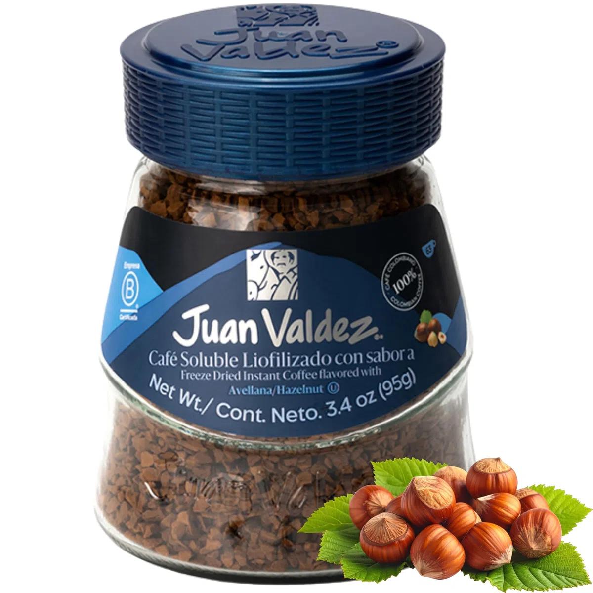 Juan Valdez® Café Con Avellana a Soluble Liofilizado, 95g