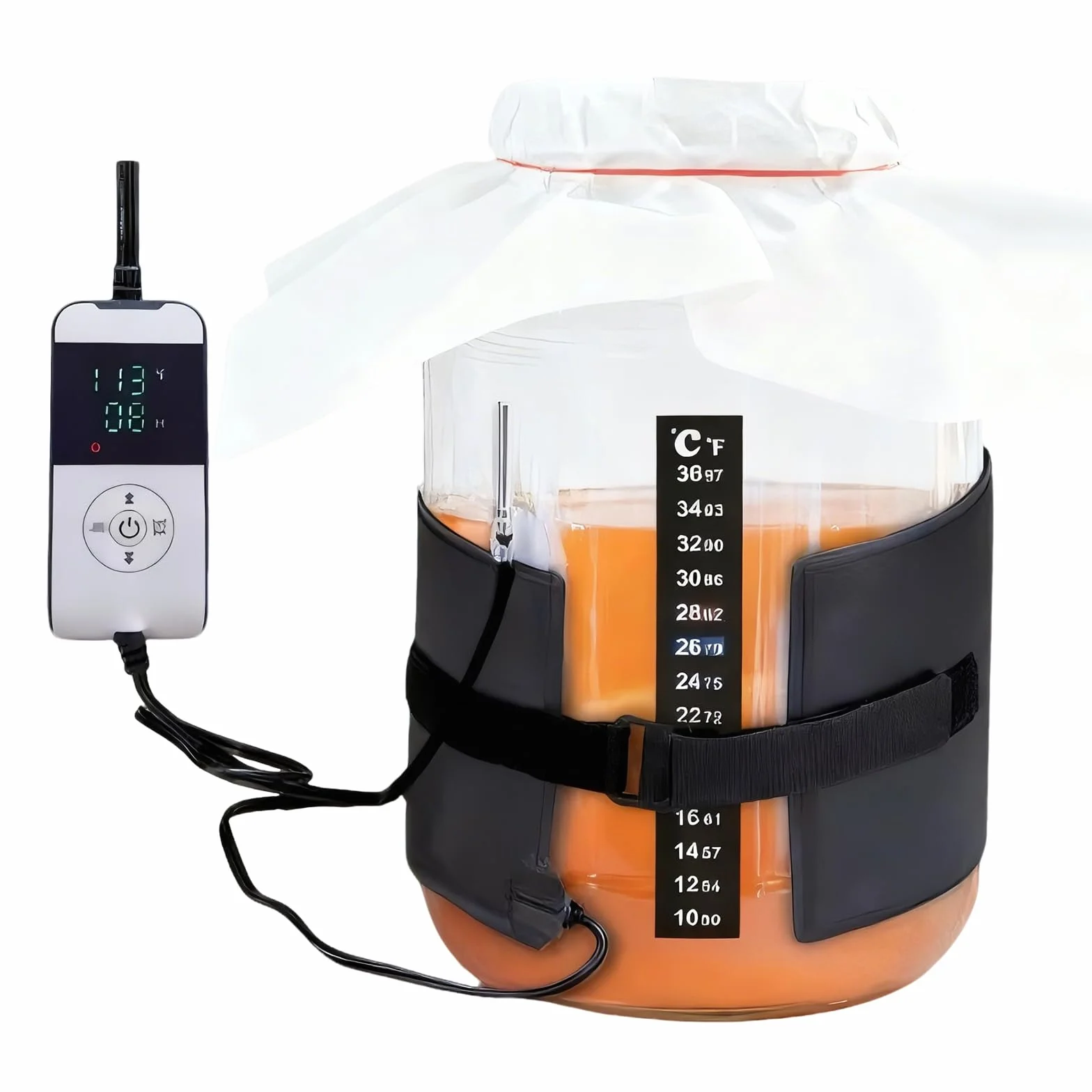 Calentador de Levadura Madre para Frascos de Masa Madre, Control de Temperatura Ajustable 5-45 °C, Temporizador 24H, 47 x 12.7 cm