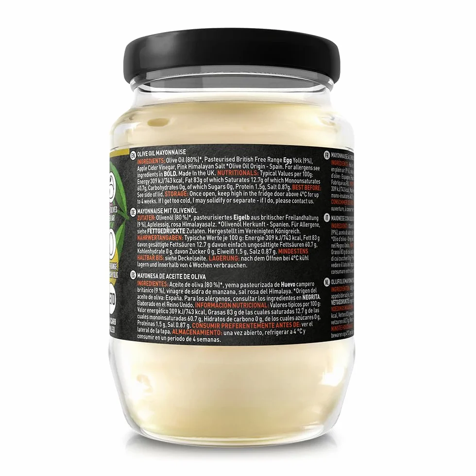 Hunter & Gather Mayonesa de Aceite de Oliva 630g | Hecha con Yema de Huevo Campero Británico | Mayonesa Paleo, Keto, Libre de Azúcar y Gluten | Libre de Saborizantes Artificiales