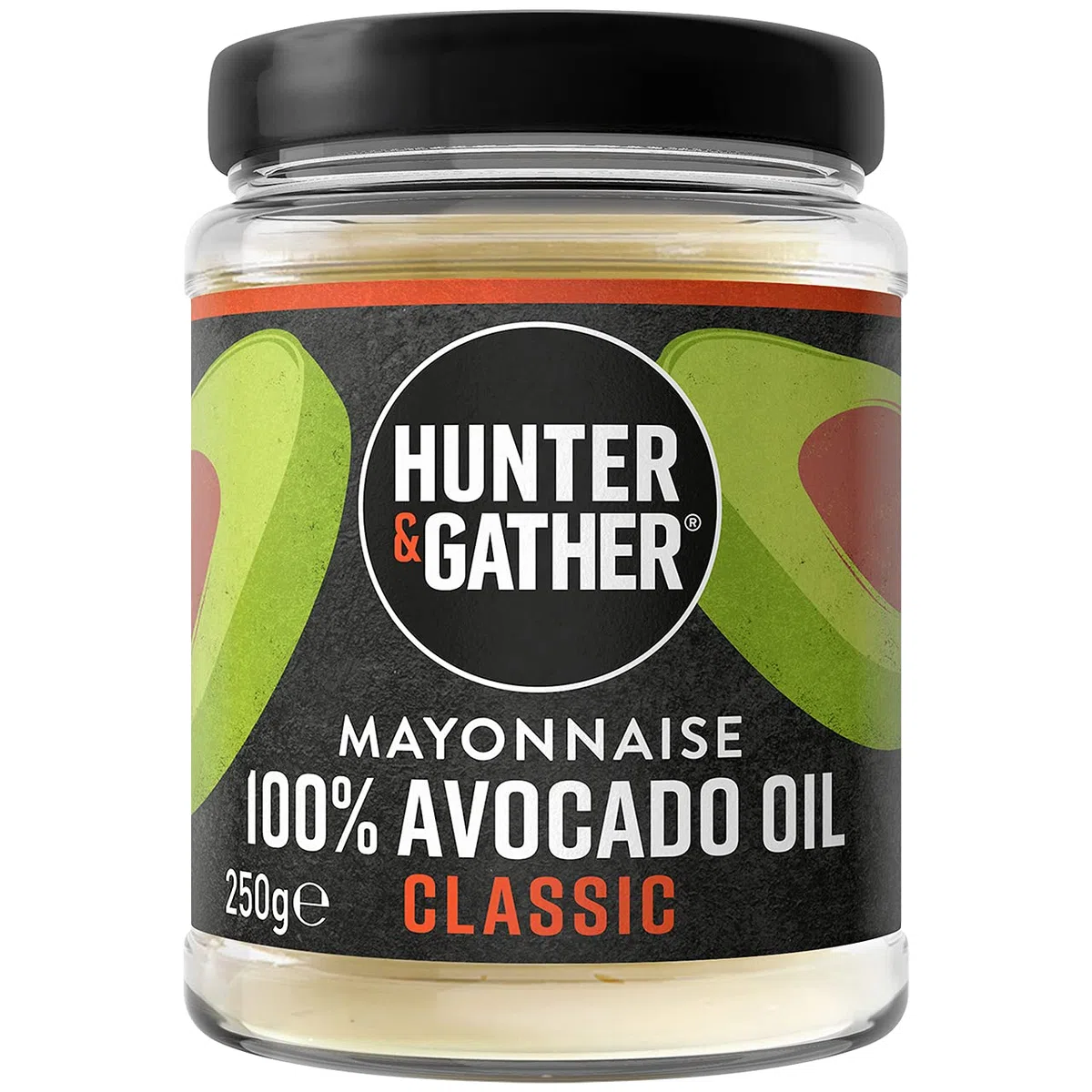 Hunter & Gather Mayonesa de Aceite de Aguacate | Clásico 250g | Hecha con Aceite de Aguacate Puro y Yema de Huevo de Granja Británica | Paleo, Keto, Sin Azúcar y Sin Gluten