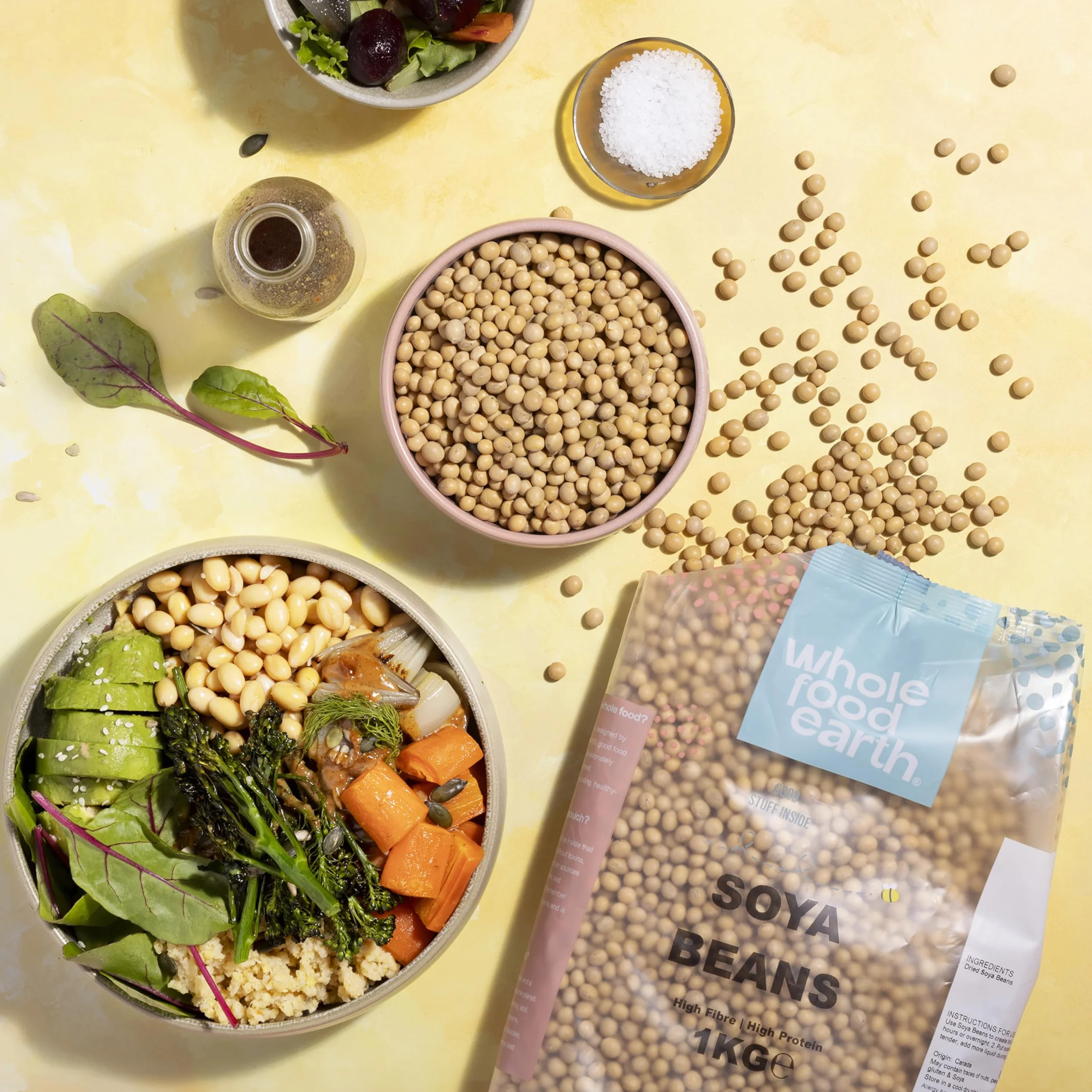 Wholefood Earth Frijoles de soja 3 kg | Sin OGM | Natural | Alto contenido de fibra | Alto en proteínas