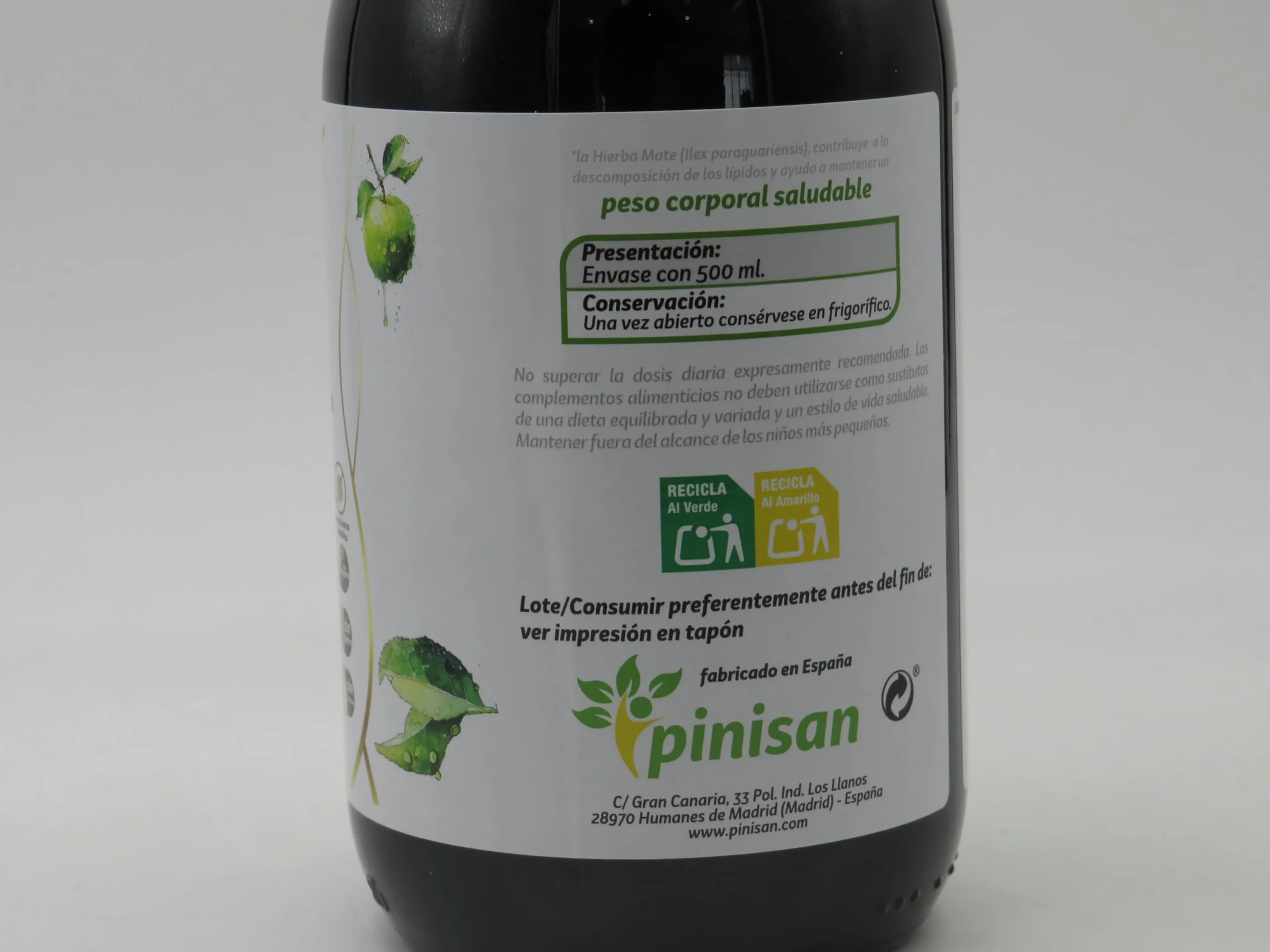 PINISAN Apple Dren | Vinagre y Zumo de Manzana con Alcachofa, Ortosifón, Pilosella y Yerba Mate | Fórmula Vegetal Detox y Bienestar | Complemento Alimenticio Líquido | 500 ml
