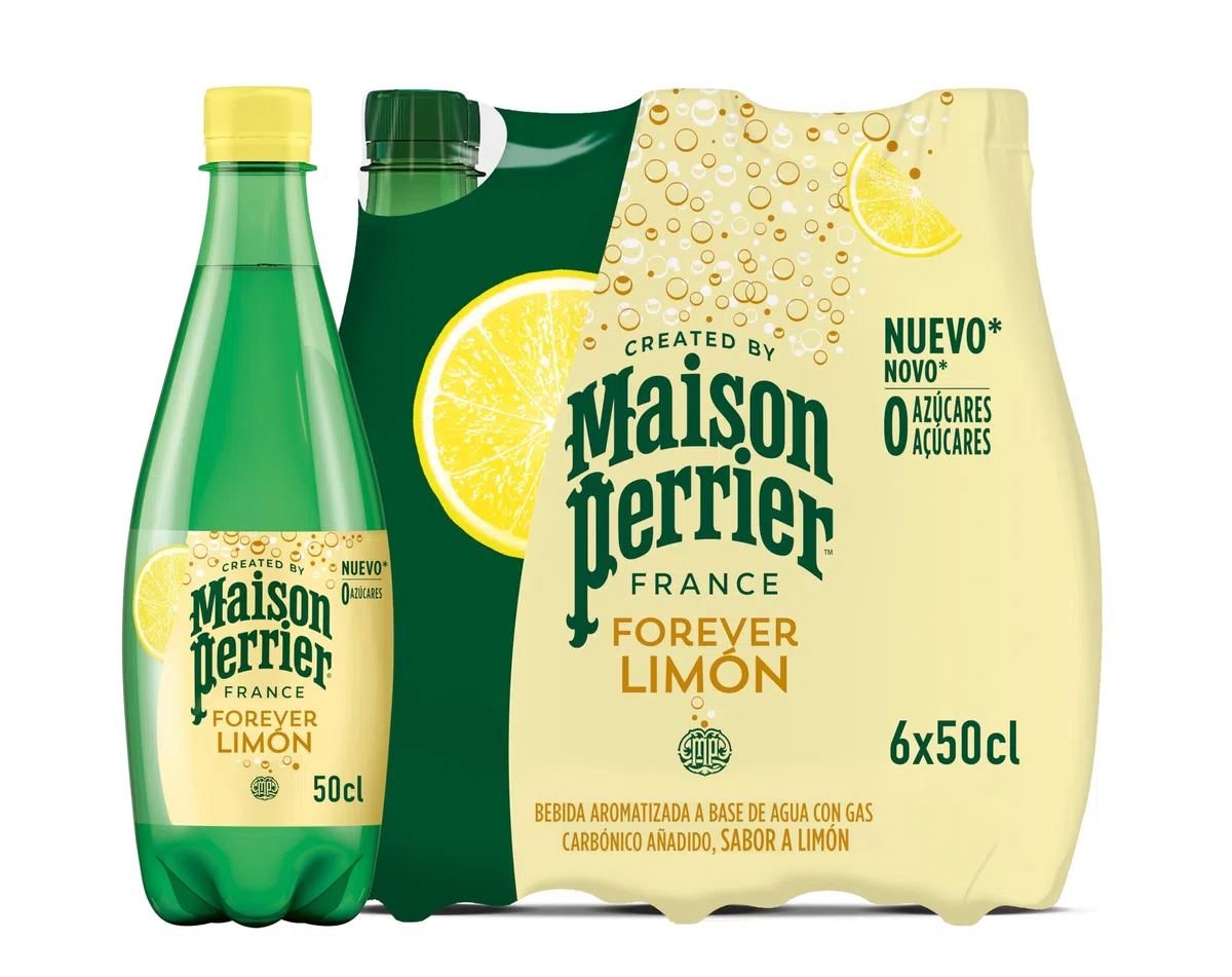 MAISON PERRIER FOREVER Agua con Gas con Sabor Limón, 4 packs 6 x 50 cl, 24 Botellas
