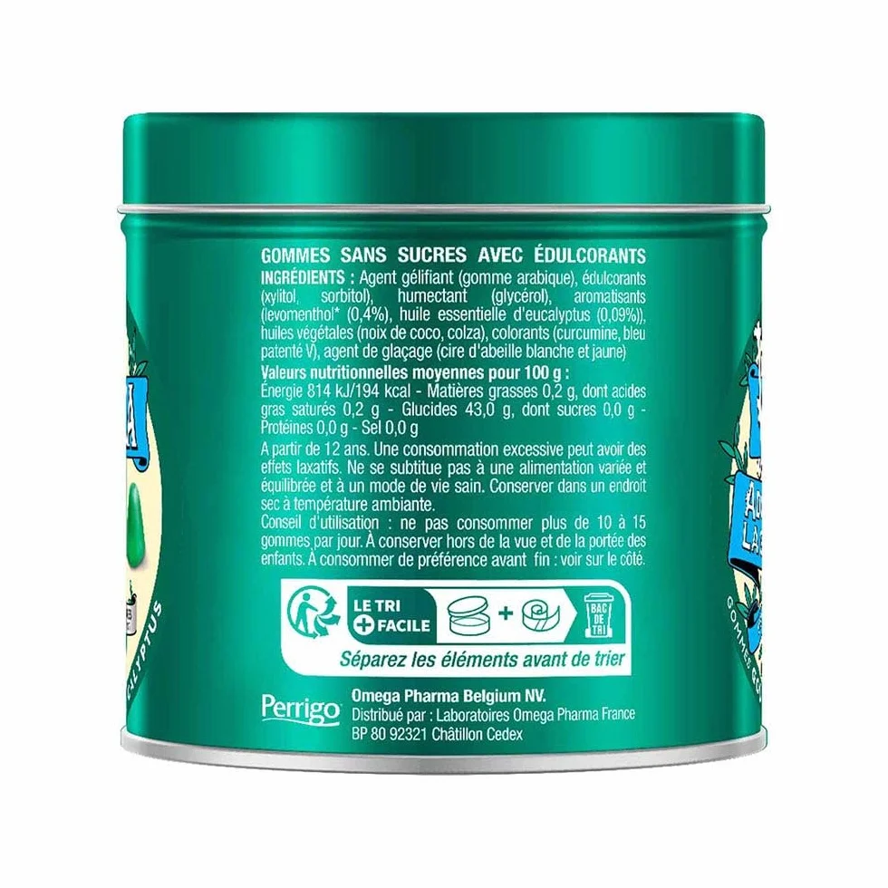 Valda Gomitas sin azúcar que suavizan la garganta sabor menta eucalipto 140 g