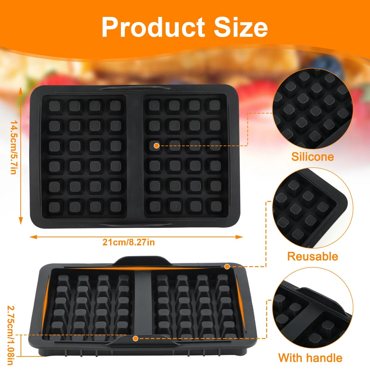 2 Moldes de Silicona para gofre gofres belgas accesorios molde para gofres Compatibles con AF400EU AF451EU SL400EU Freidoras de Aire Diseño Apilable Ideal para Hacer Deliciosos Gofres