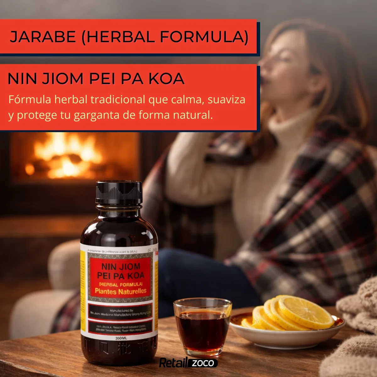 Nin JOM Pei pa Koa Sore Throat Syrup, Jarabe de dolor de garganta, 100% natural, Miel níspero flavoured, Jarabe de hierbas naturales, Honey Loquat Flavored, Contiene 1 botella de 300 ml