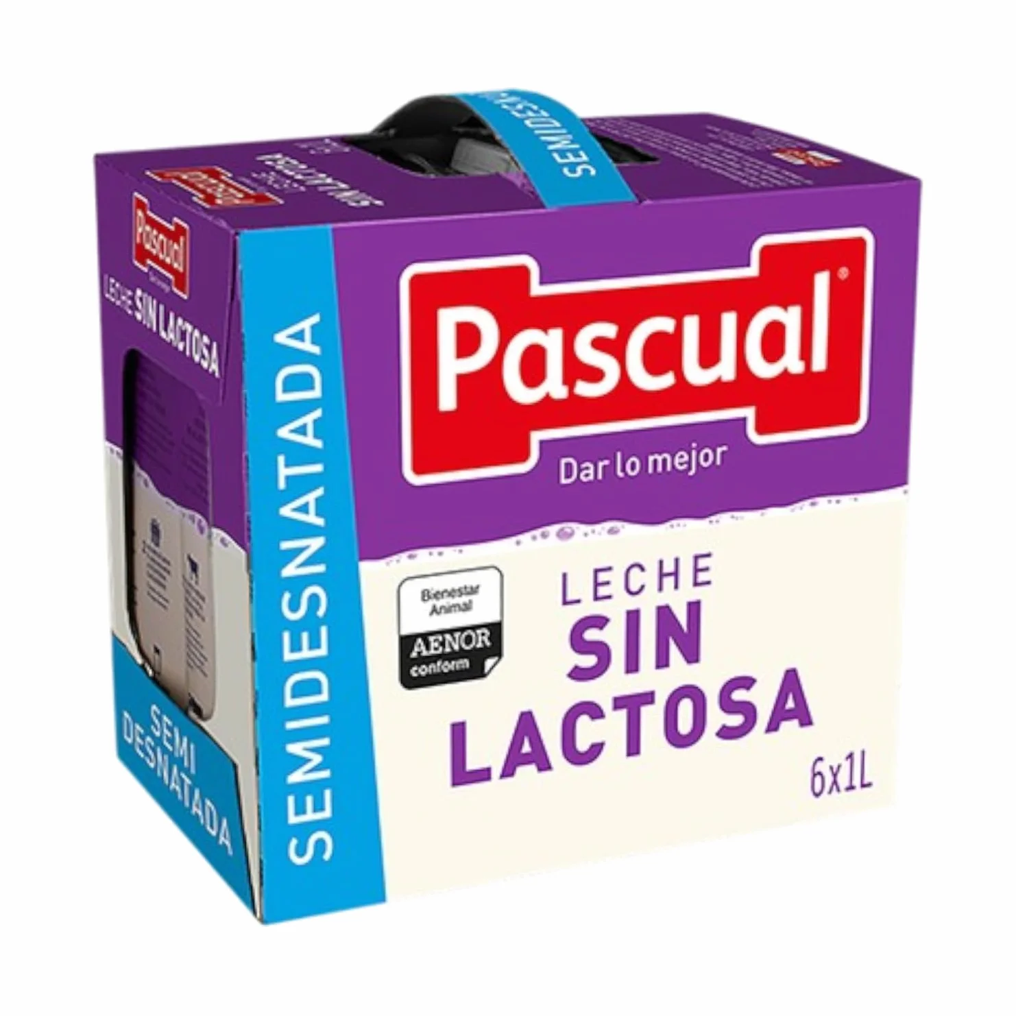 Pascual Leche Semidesnatada Sin Lactosa 6 x 1 L UHT Fácil Digestión