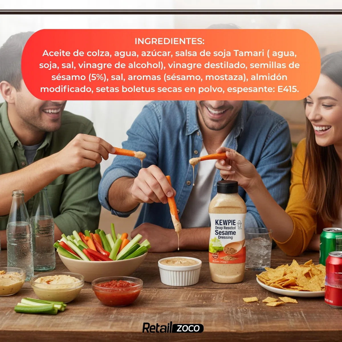 Salsa de Sésamo tostada, Salsa sin gluten, popular en cocina japonesa, Sabor umami, Ideal para usar como añiño en ensaladas, topping para poke, bowls o como salsa para noodles frios, 1 bote de 930 ml