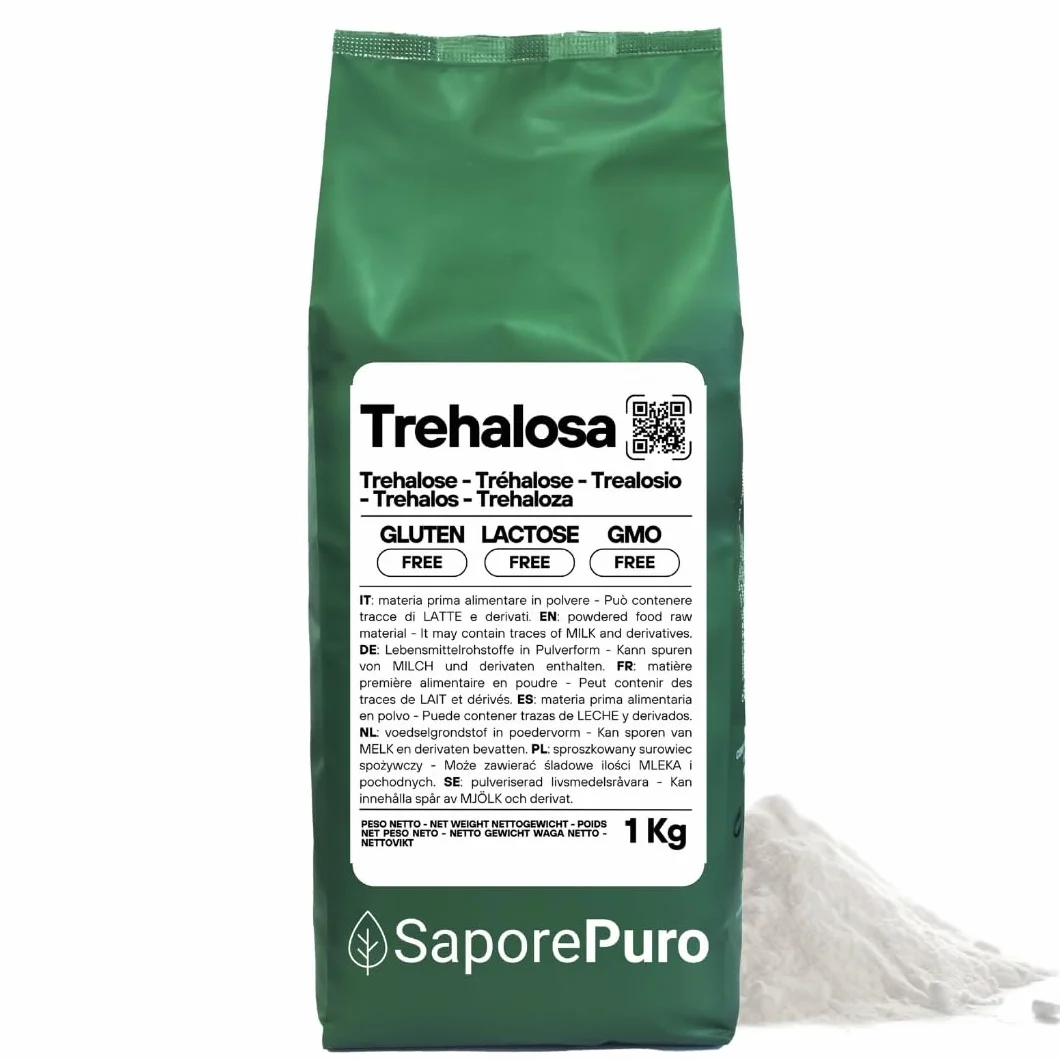 SaporePuro Trehalosa 1 kg - Menos dulce que un azúcar normal - Azúcar de bajo índice glucémico