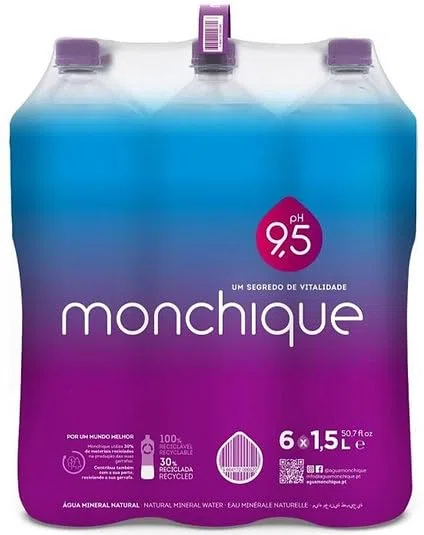 Agua Mineral Natural Alcalina PH9,5 (6x1.5L) Agua de Monchique