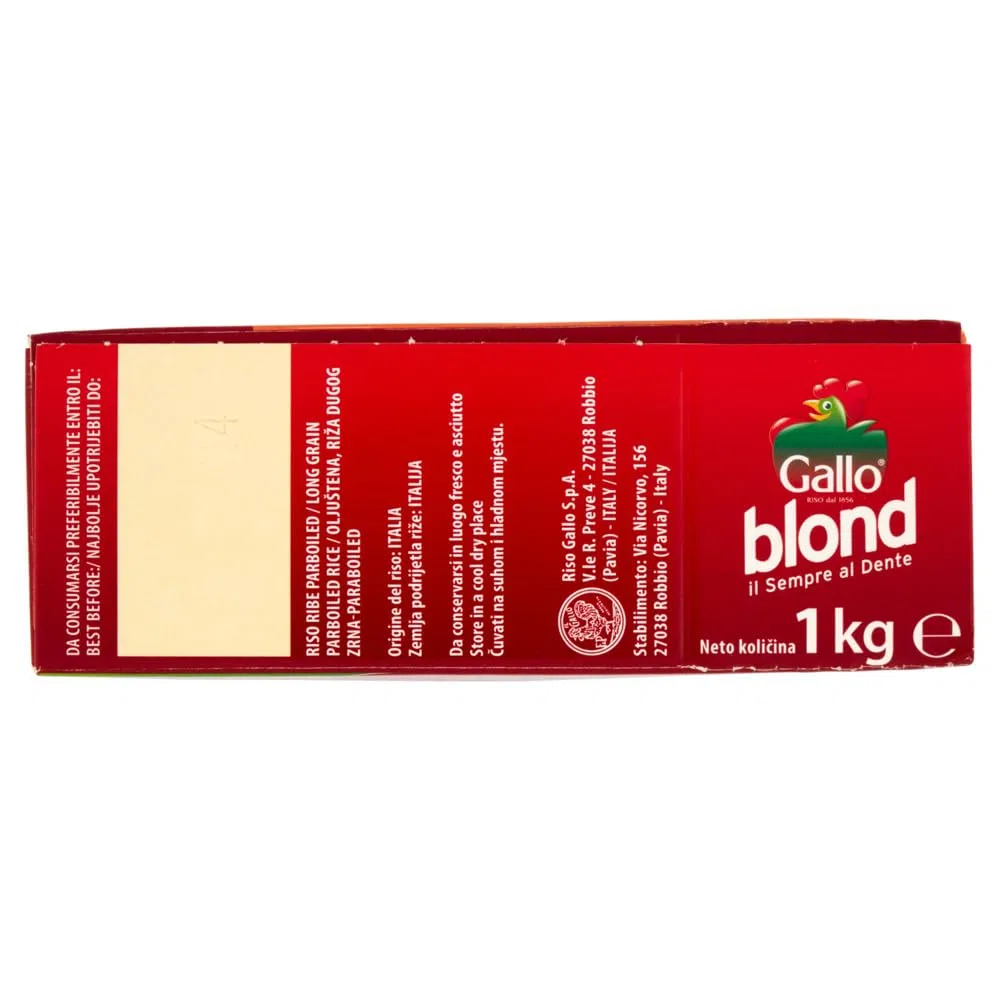 Gallo Riso Blond Versatile,100% arroz italiano, tiempo de cocción 5 minutos, ideal para todas las recetas, paquete de 1 kg + lata italiana Gourmet Polpa di Pomodoro de 400 g