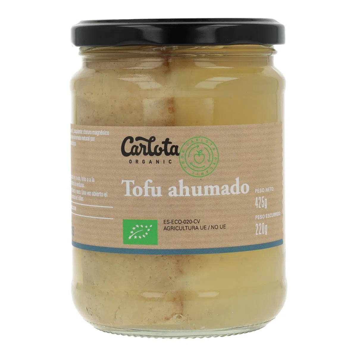 Tofu Ahumado en bote de vidrio bio 425g Carlota Organic