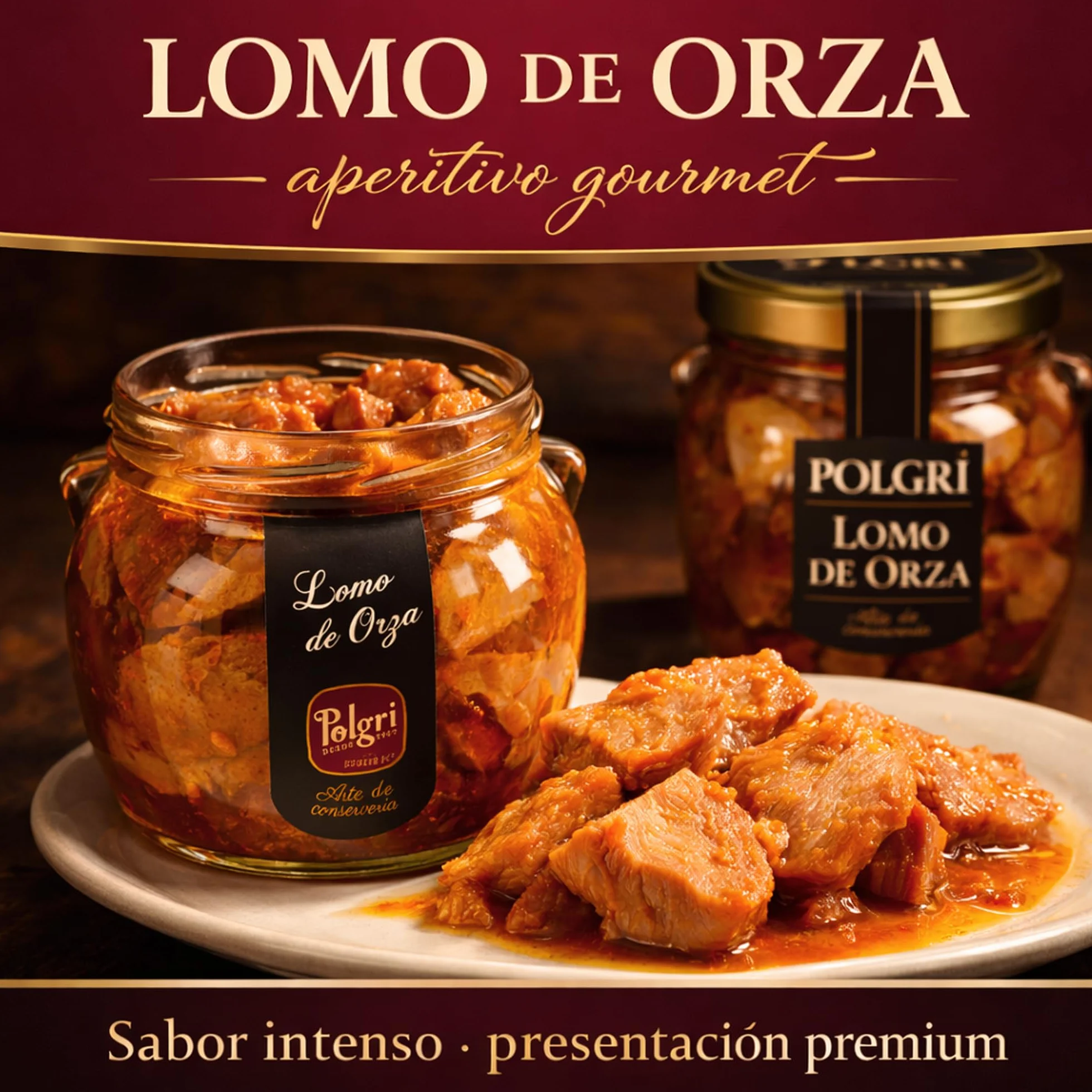 POLGRI Lomo de Orza 780 g Conserva Gourmet Tradicion Manchega Carne en Aceite de Cerdo Frasco Cristal