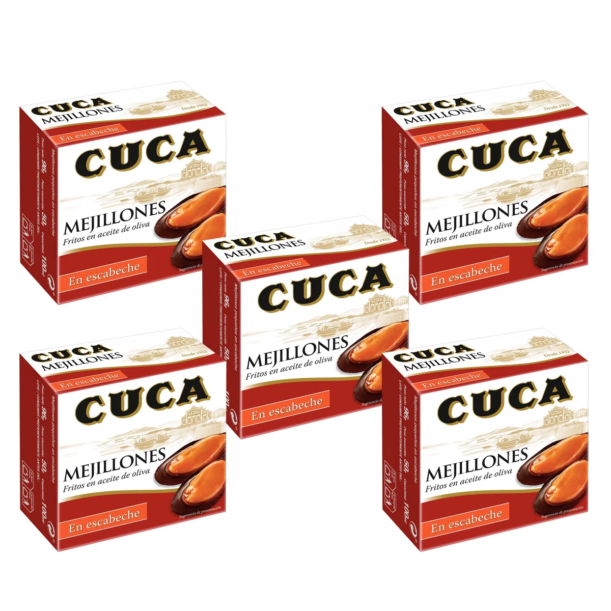 Cuca pack de 5 latas de mejillón en escabeche pequeño