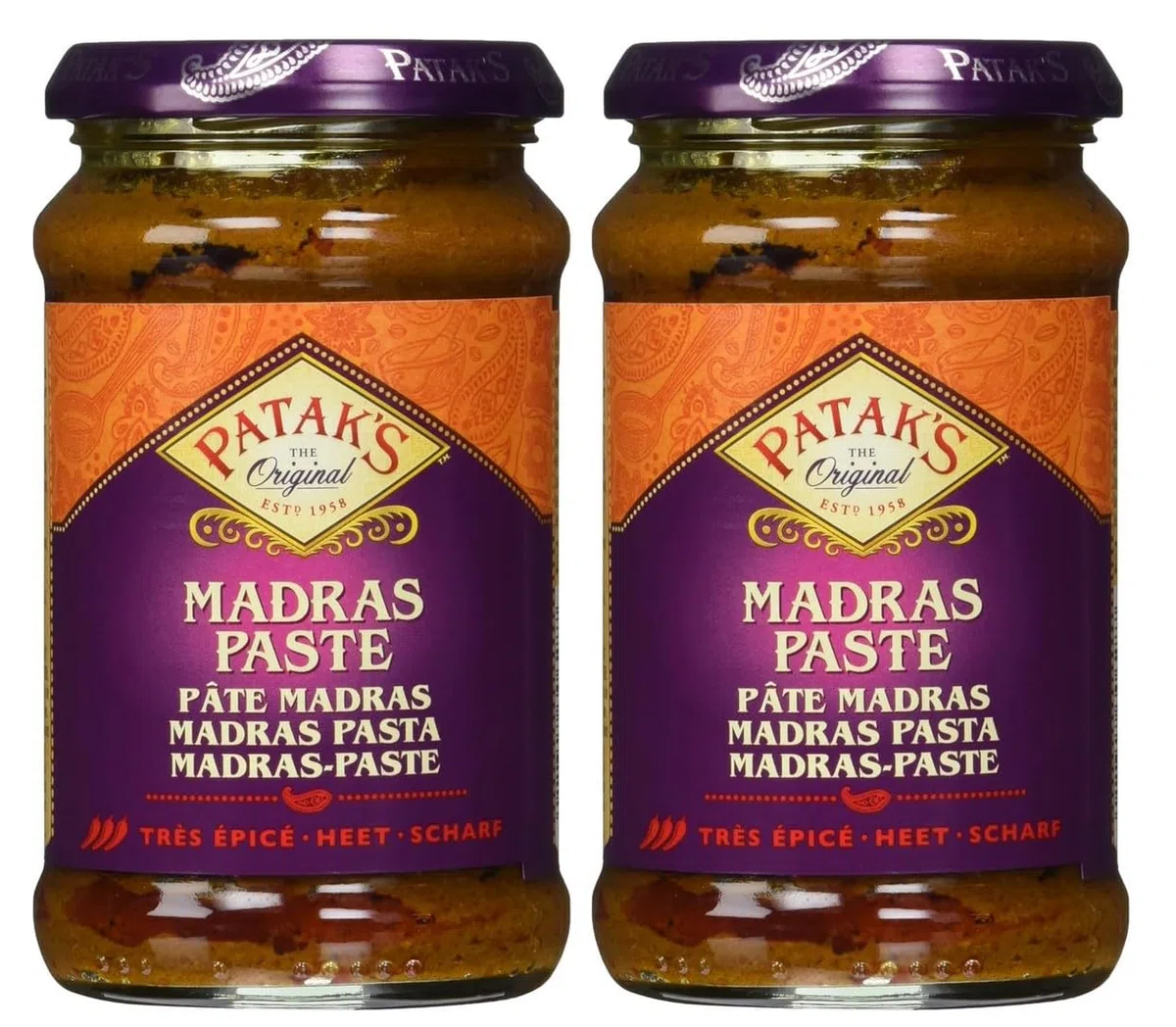 Patak's Madras Paste 283g – Añade sabor y sabor a recetas del sur de la India, pasta lista para usar simplifica y acelera el proceso de cocción (paquete de 2)