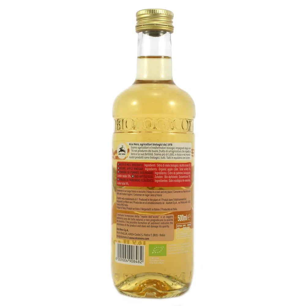 Alce Nero Aceto di Mele Biologico, Vinagre de manzana orgánico, fabricado con manzanas italianas de 500 ml + lata de 400 g de Polpa Gourmet Italiano