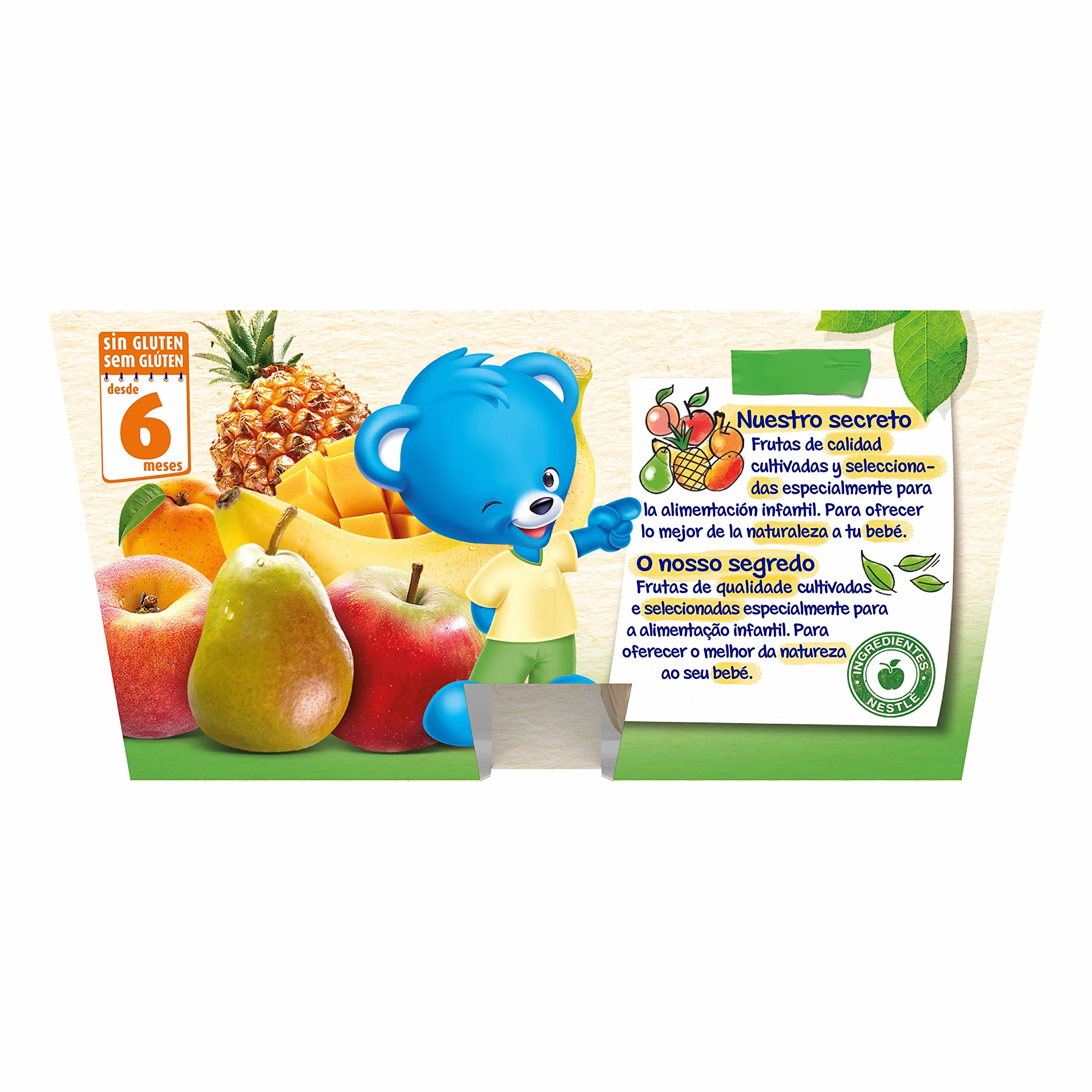 NESTLE Puré 7 Frutas, desde 6 meses, Pack Tarrinas Pack de 6 (4x100g), Fórmula mejorada