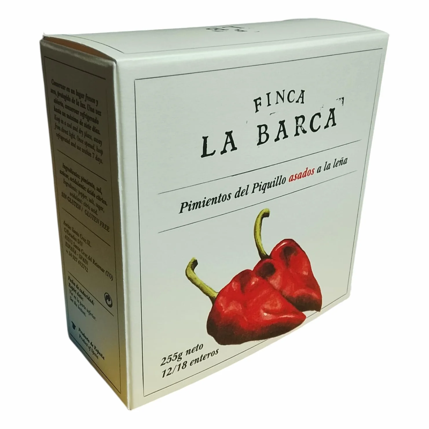 Finca La Barca Pimientos del Piquillo Asados a la Leña – Pelados a Mano – Tiernos y Enteros 12/18 – Sabor Ahumado Tradicional – Producto Gourmet 255 g