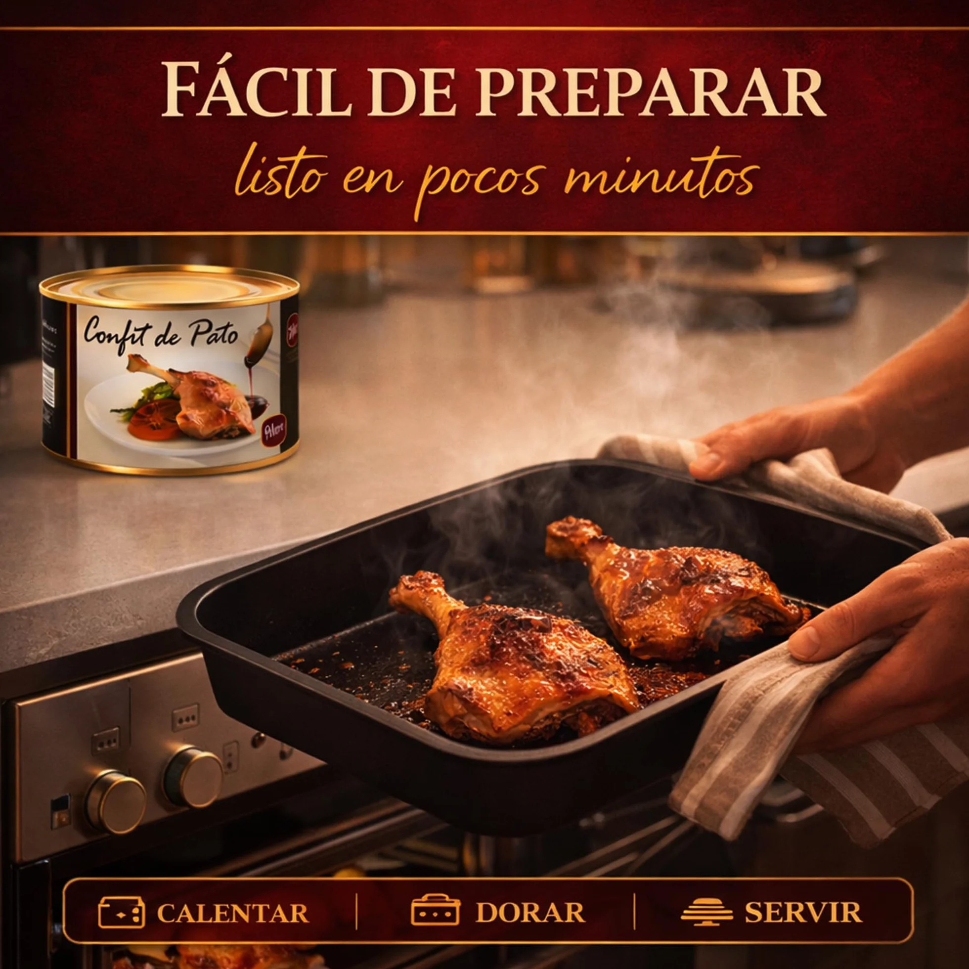 POLGRI Confit de Pato Muslos Confitados 840 g 2 Unidades Receta Manchega Premium