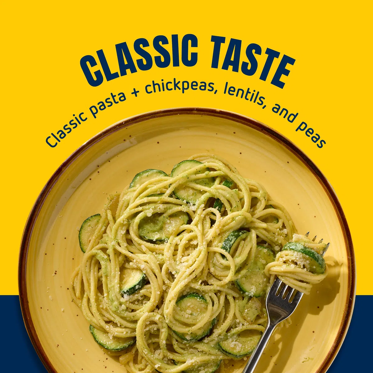 Protein+ - Proteína de pasta espaguetis de lentejas, garbanzos y guisantes. Buena fuente de proteína a base de plantas, pasta proteica sin OMG, certificado Kosher, caja de 14.5 onzas