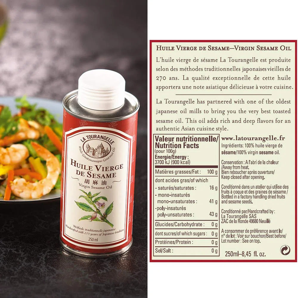 La Tourangelle - Lot de 3 Huiles Gourmandes : Huile de Noix, Huile de Noisette, Huile Vierge de Sésame. Idéales pour Vos Recettes de tous les Jours - 3 X 250ml , El empaque puede variar