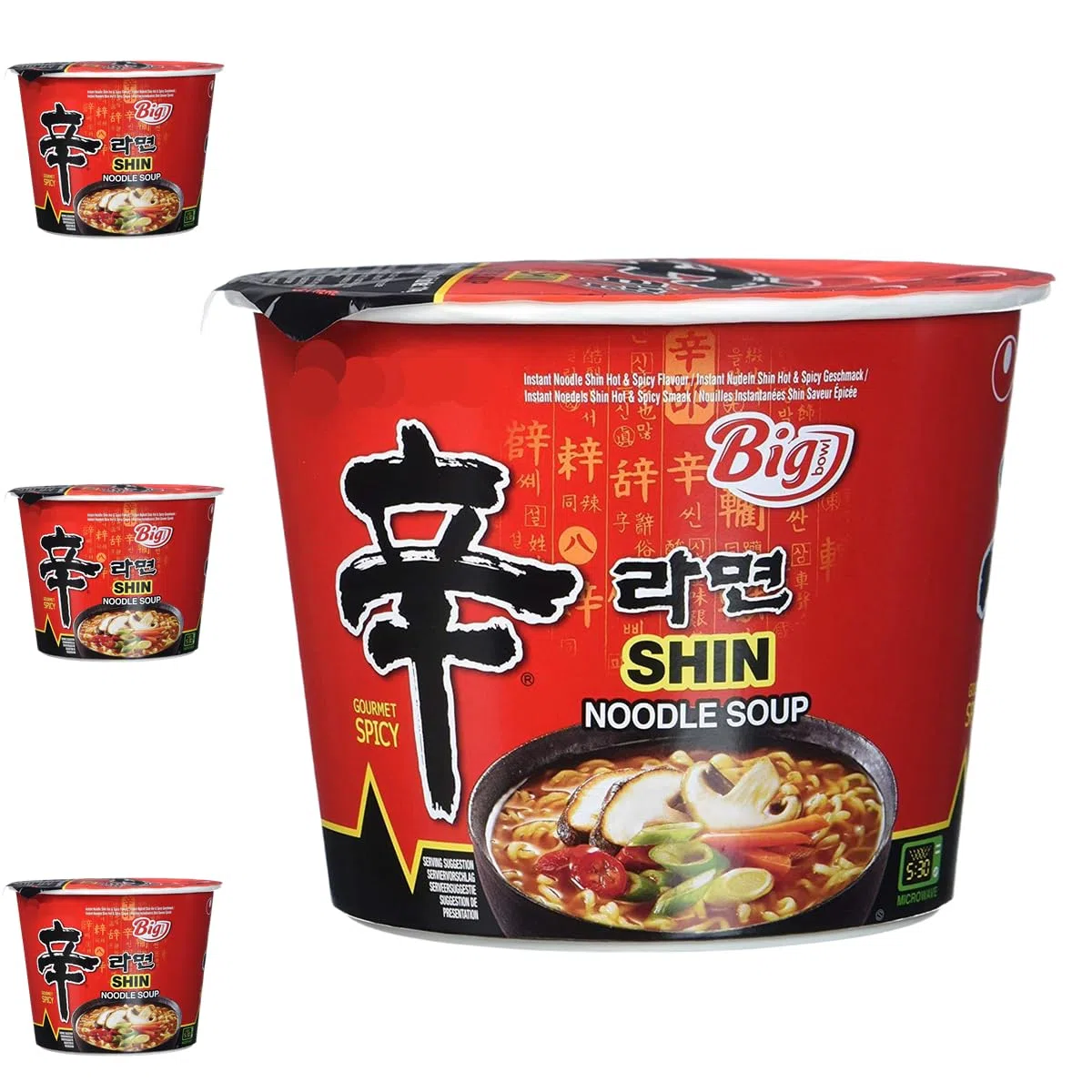 YIJIA | Pack 4 X 114g Ramen Coreano Cup Noodles Soup | Shin Ramyun | Nong shim