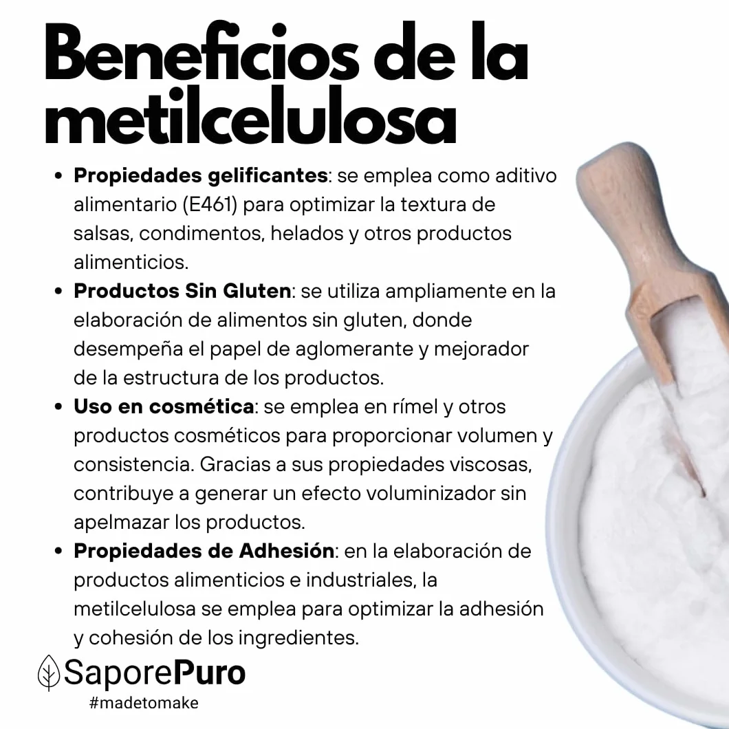SaporePuro Metilcelulosa en Polvo 250 g – Espesante Natural Sin Gluten para Uso Alimentario, Cosmético e Industrial