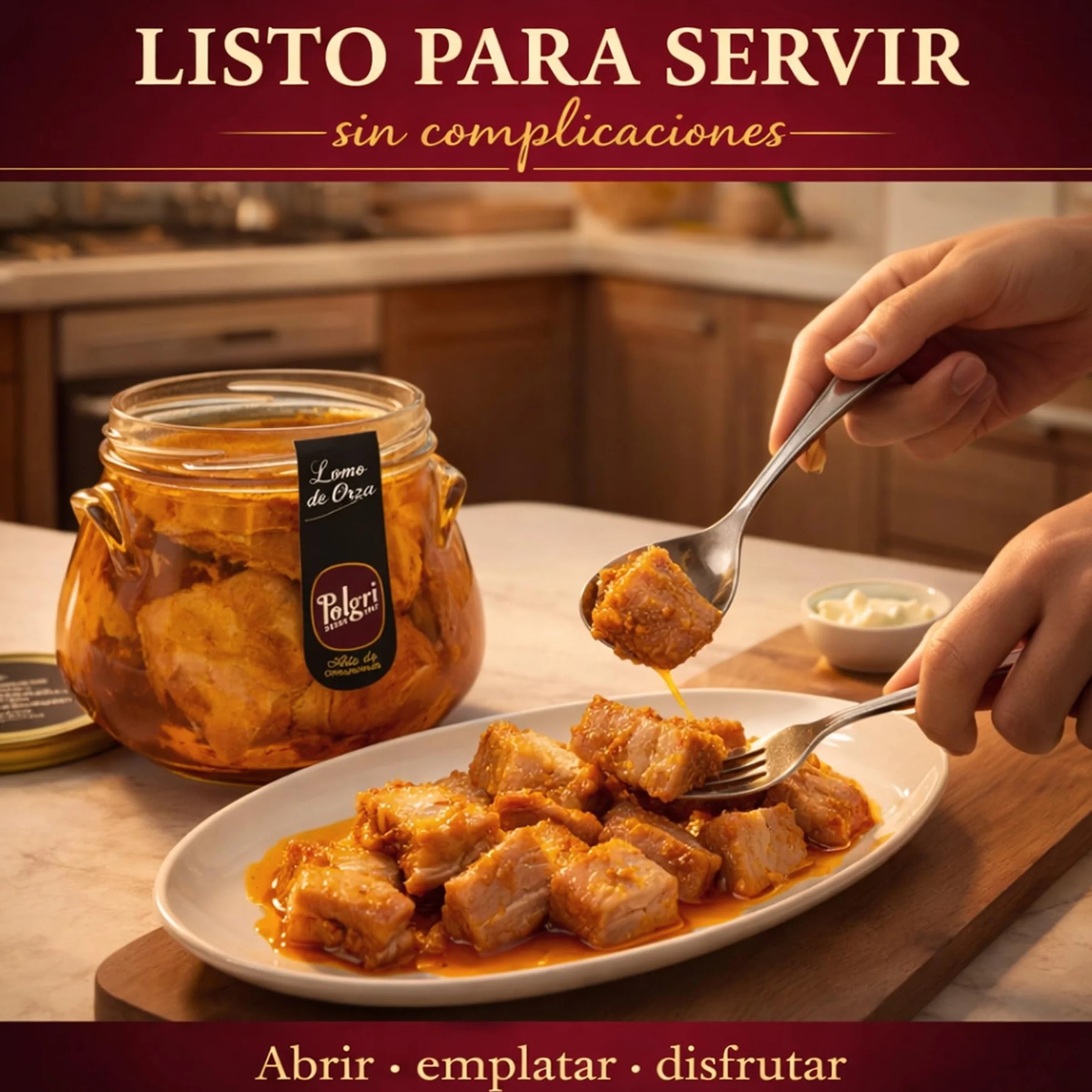 POLGRI Lomo de Orza 780 g Conserva Gourmet Tradicion Manchega Carne en Aceite de Cerdo Frasco Cristal