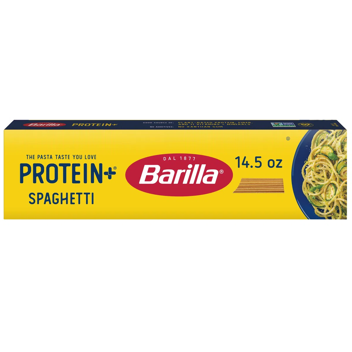 Protein+ - Proteína de pasta espaguetis de lentejas, garbanzos y guisantes. Buena fuente de proteína a base de plantas, pasta proteica sin OMG, certificado Kosher, caja de 14.5 onzas