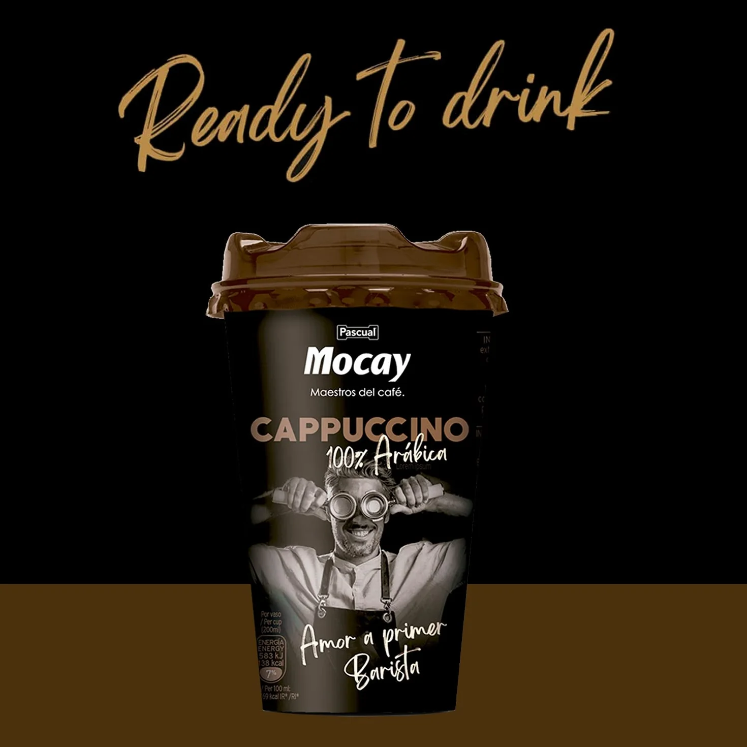 Mocay – Café Frío Listo para Tomar - Pack de Vasos de Café Cappuccino Listo para Beber – 10 Vasos x 200 ml