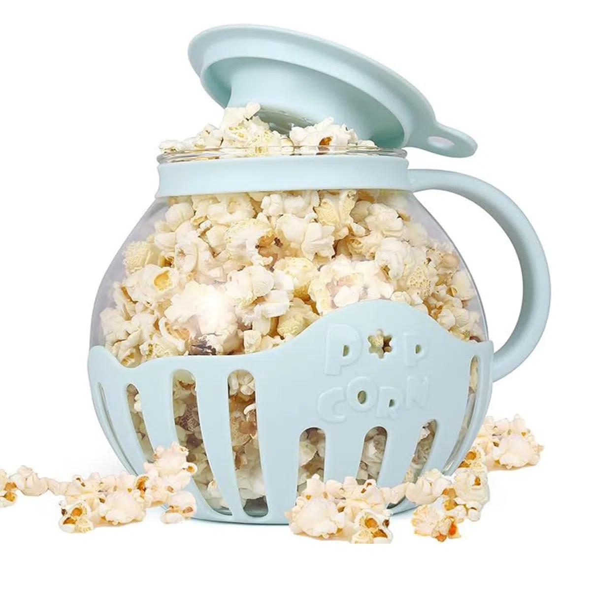 Palomitero Microondas, Tarro de Palomitas de Maíz con Tapa, 2,13L, Apto para Lavavajillas, para Reuniones, Fiestas, Picnics, Azul