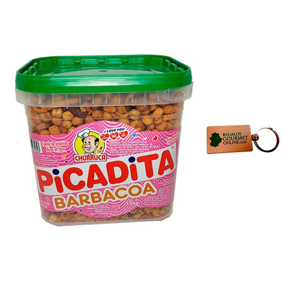 Cubo Churruca Picadita Barbacoa con llavero Deliex - Cubo de 1,5 kg - Cóctel de frutos secos