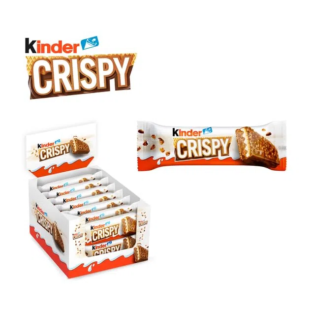 Kinder Crispy - 14 Barritas de Kinder Crispy de 34 gramos - Barquillo Relleno de Crema de leche y Avellanas cubierto de chocolate Kinder