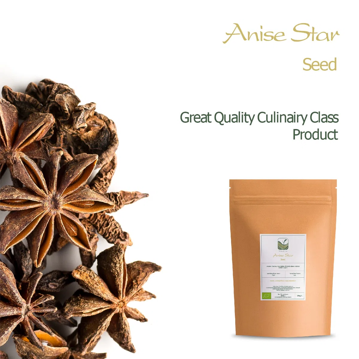 Anís Estrellado Orgánico Infusión Semillas - Badiana Sabor Dulce E Intenso - Anís Estrellado O Illicium Verum 200g