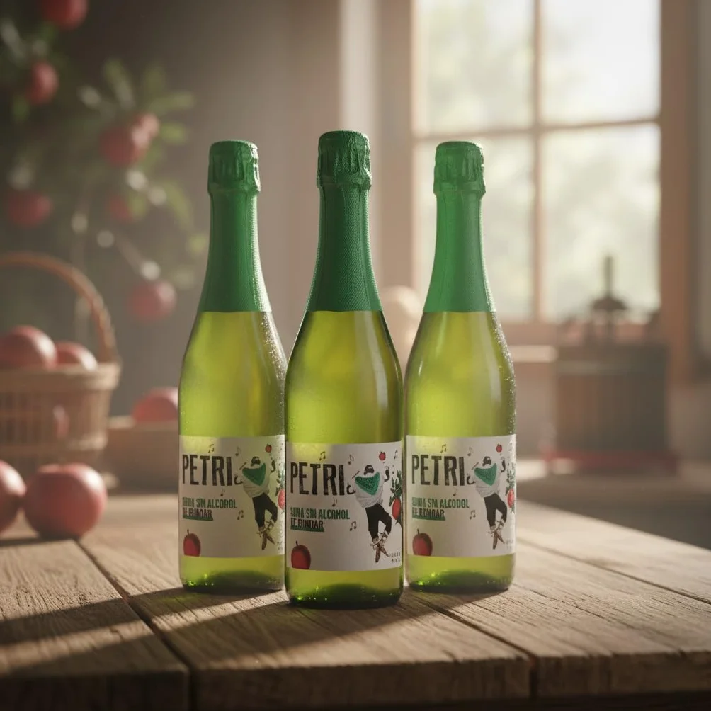 Sidra Petri Sin Alcohol 75 cl – Sidra Natural Refrescante y Sin Gluten de la Bodega Petritegi – Elaborada con Manzanas Seleccionadas (Pack 3)