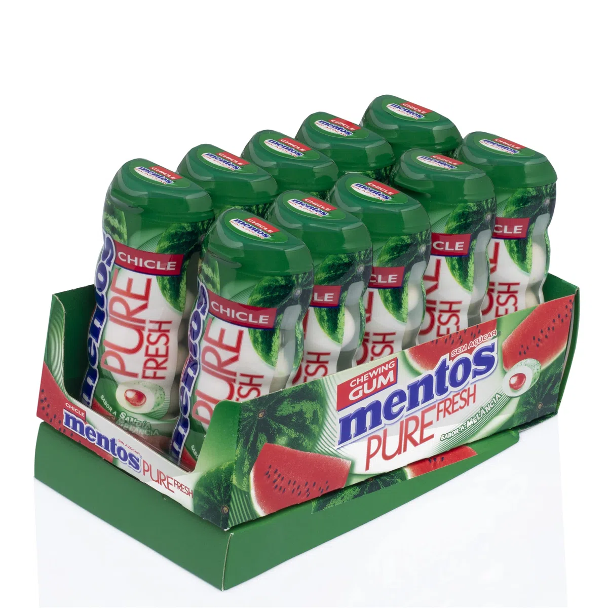 Mentos Pocket Chicle Sandía, Sin Azúcar - 10 unidades de 30 gr. (Total 300 gr.)