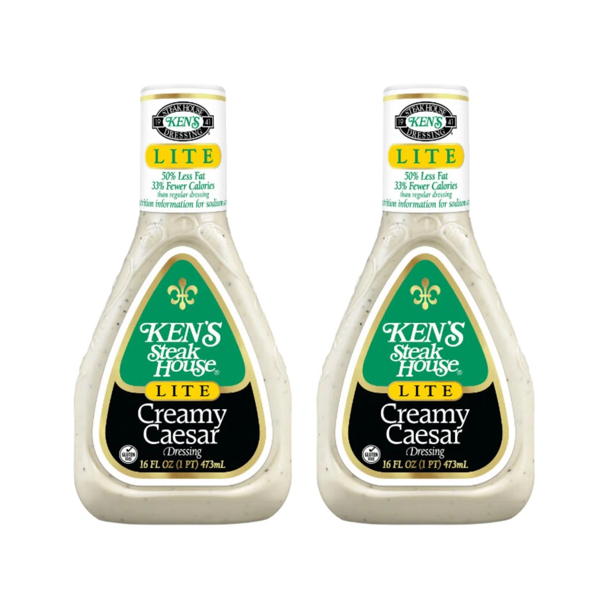 Ken's Steakhouse LITE Creamy Caesar Dressing (Pack of 2) 16 oz Bottles
