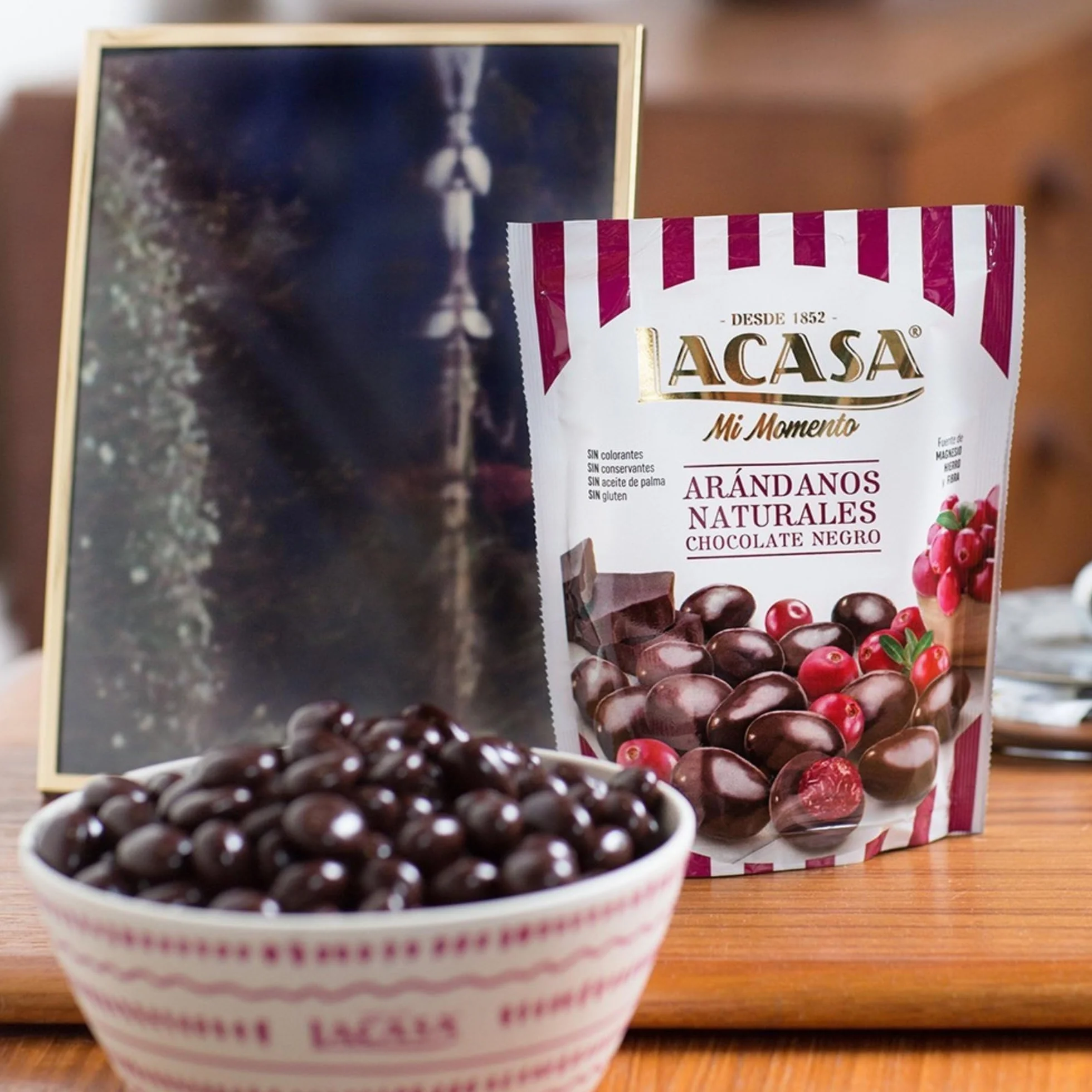 Lacasa Mi Momento pack de 5:Arándano Chocolate Negro 60 G,Pistacho Chocolate Leche,Arándano Chocolate Negro,Nueces Chocolate Leche,Pasas Chocolate Negro