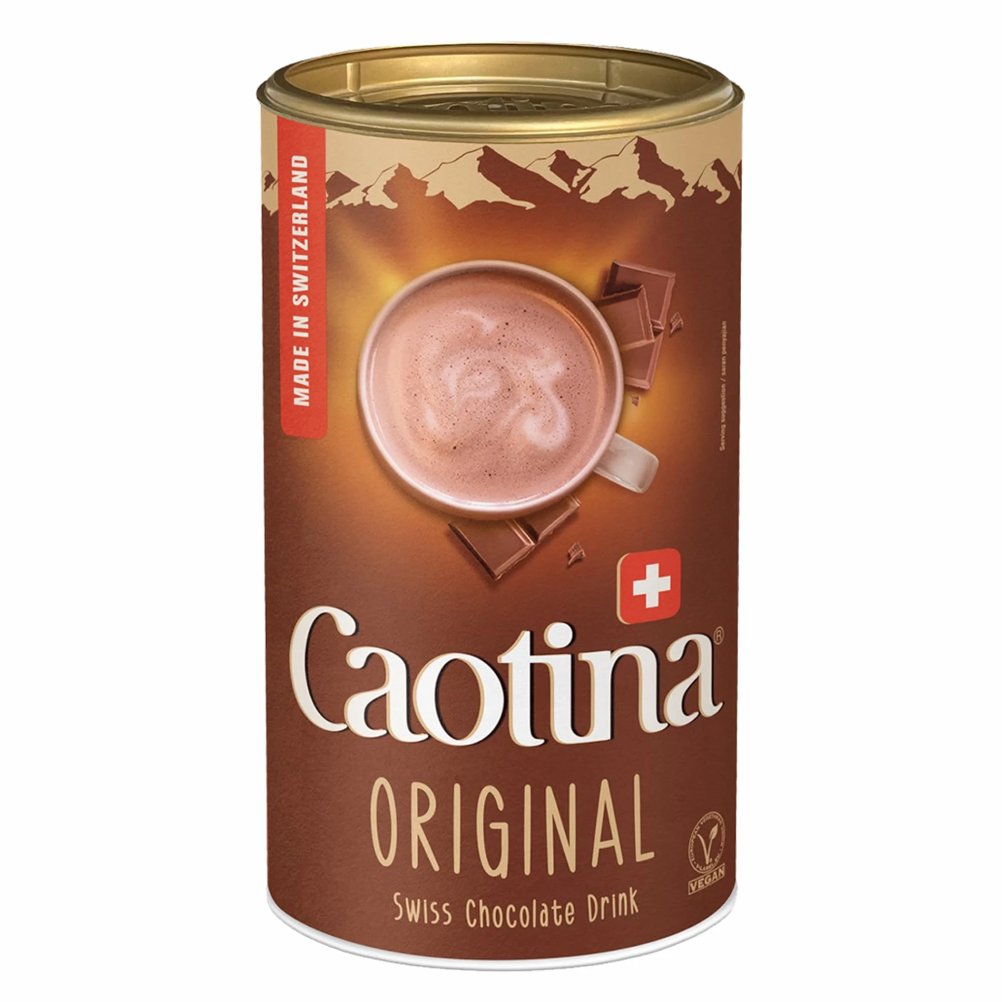 Caotina original Cacao en Polvo de Chocolate Suizo, Bebida de Chocolate Caliente, Bote, 500 g
