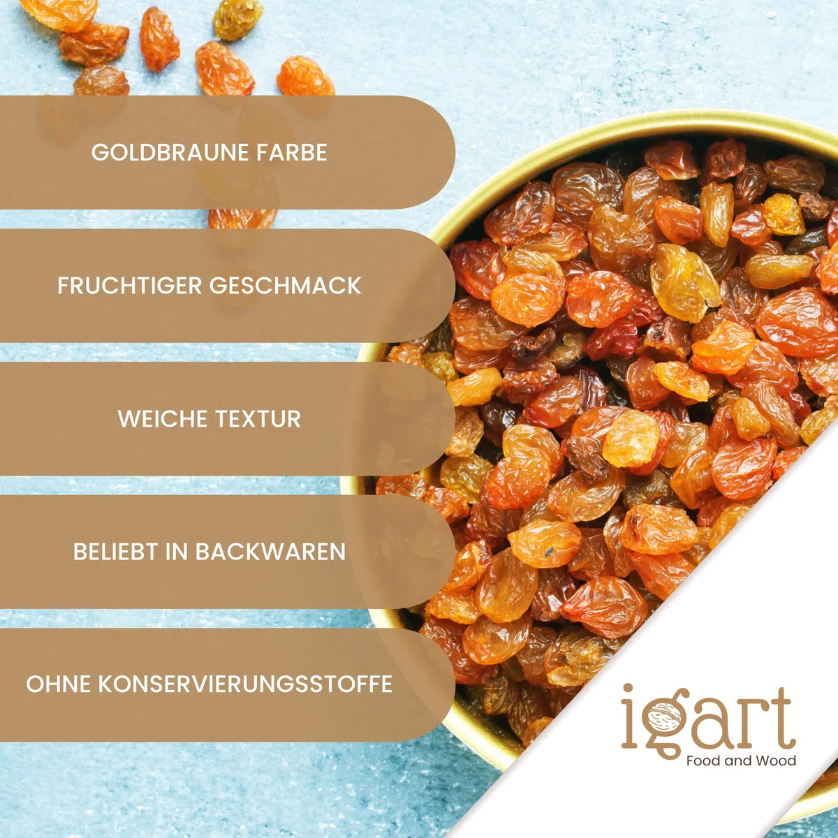 Pasas sultanas 2kg, Uvas pasas Sultanas, Uvas pasas jugosas para snacks, productos de panadería o como ingrediente en diversos platos, Ideal para toda la familia, Calidad 1A