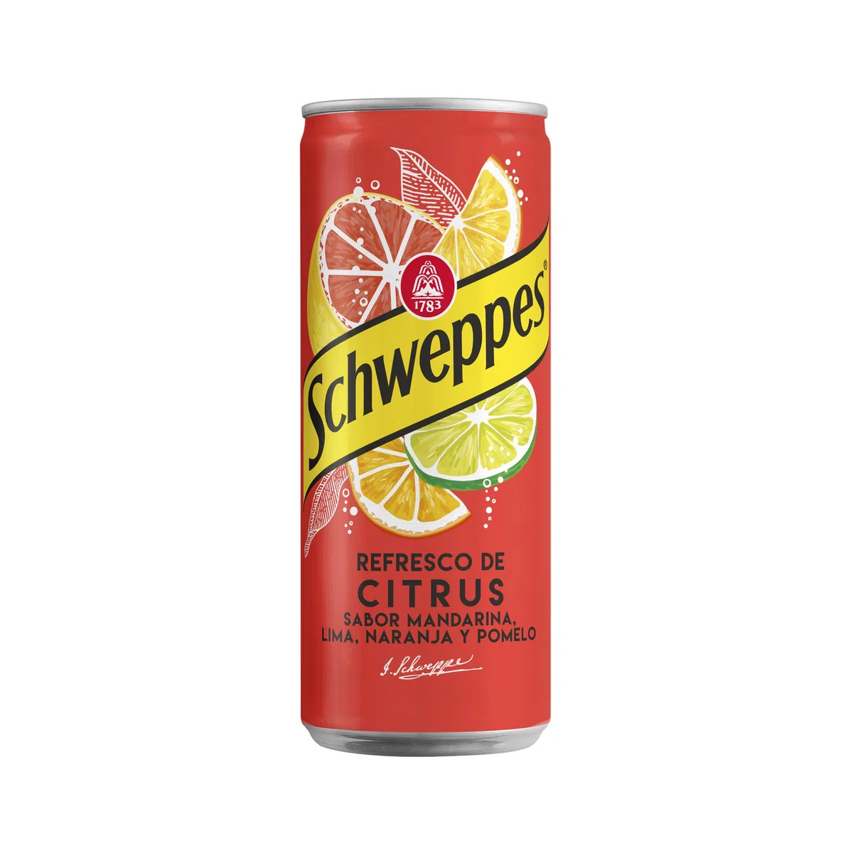 Schweppes Citrus Refresco Cítrico Bajo en Calorías, Bebida Refrescante - Lata, Pack 24 x 33 cl