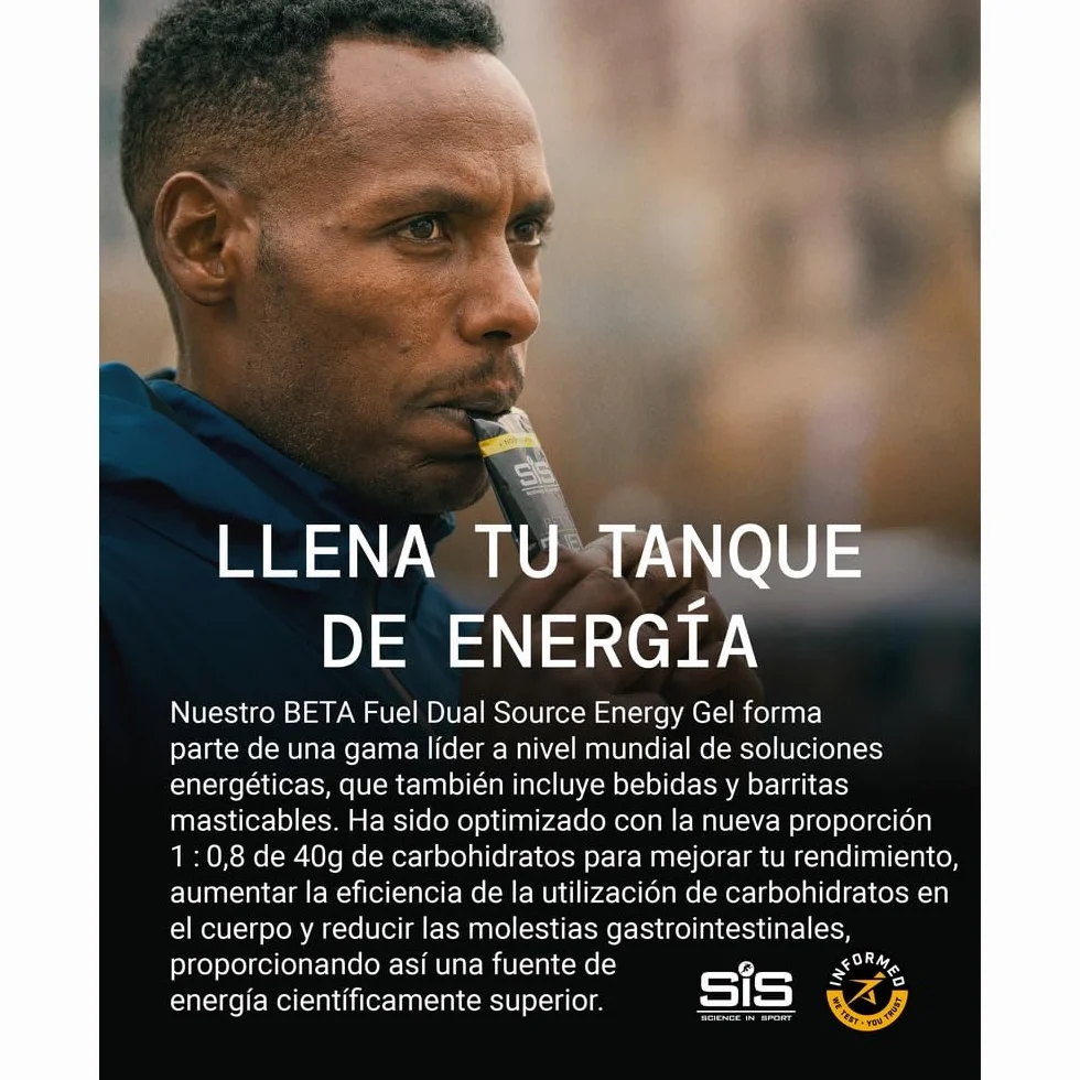 Science in Sport BETA Fuel Dual Source Gel 6x60ml Naranja - Gel energético rico en carbohidratos con 40g de hidratos de carbono - Energy gel de fácil digestión para un rendimiento óptimo