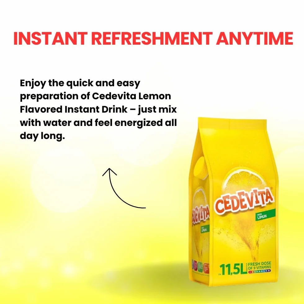 Cedevita Instante 9 Bebida De Vitaminas En Gránulos 1 kg (para 13 Litros De Bebida) Limón